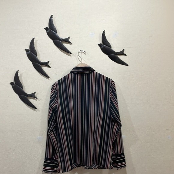 Vintage Fred David 70's Striped Stretch Shirt Turn Back French Cuffs - Size M - Picture 3 of 8